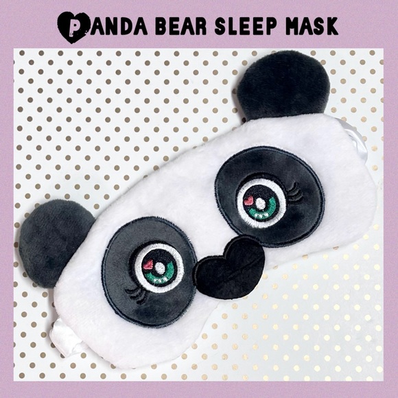 Kawaii Panda Bear Sleep Mask - Plush Panda Sleeping Mask w Satin Lining Mask - Picture 1 of 3